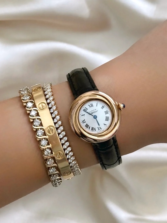 Cartier Accessories - AUTHENTIC RARE VINTAGE CARTIER TRINITY BLACK LEATHER WATCH - WITH BOX